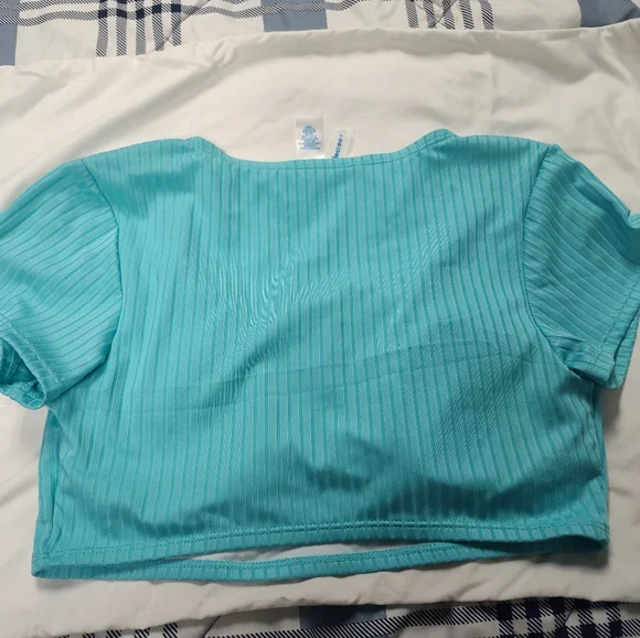Decree Turquoise Ribbed Tankini - Picture 2 of 6